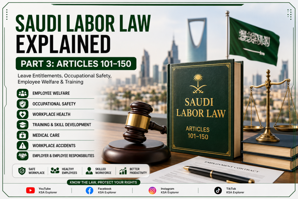 Saudi Labor Law Explained (2026 Guide) – Part 3: Articles 101–150 6cc1bfe0 916e 43bb 8a21 C7fa6abed85f 1024x683